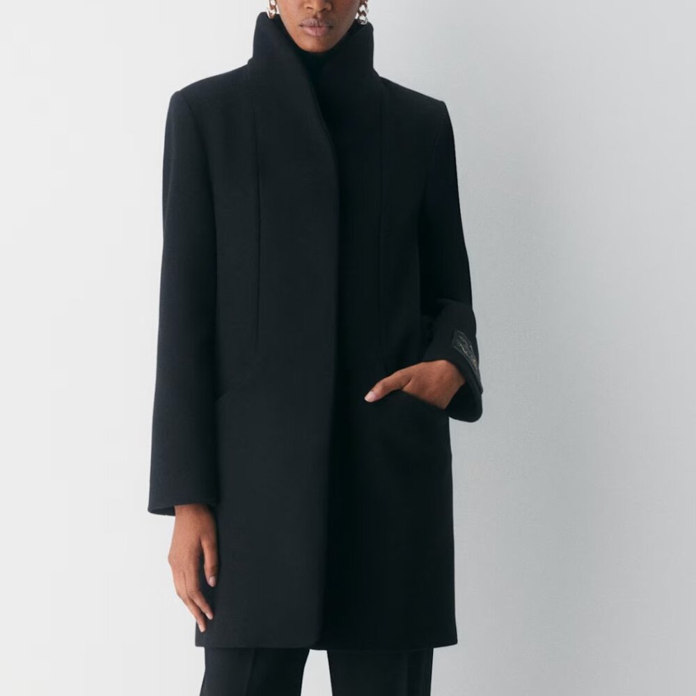 Aritzia NWT Wilfred Cocoon Coat Wool Cashmere - xs black